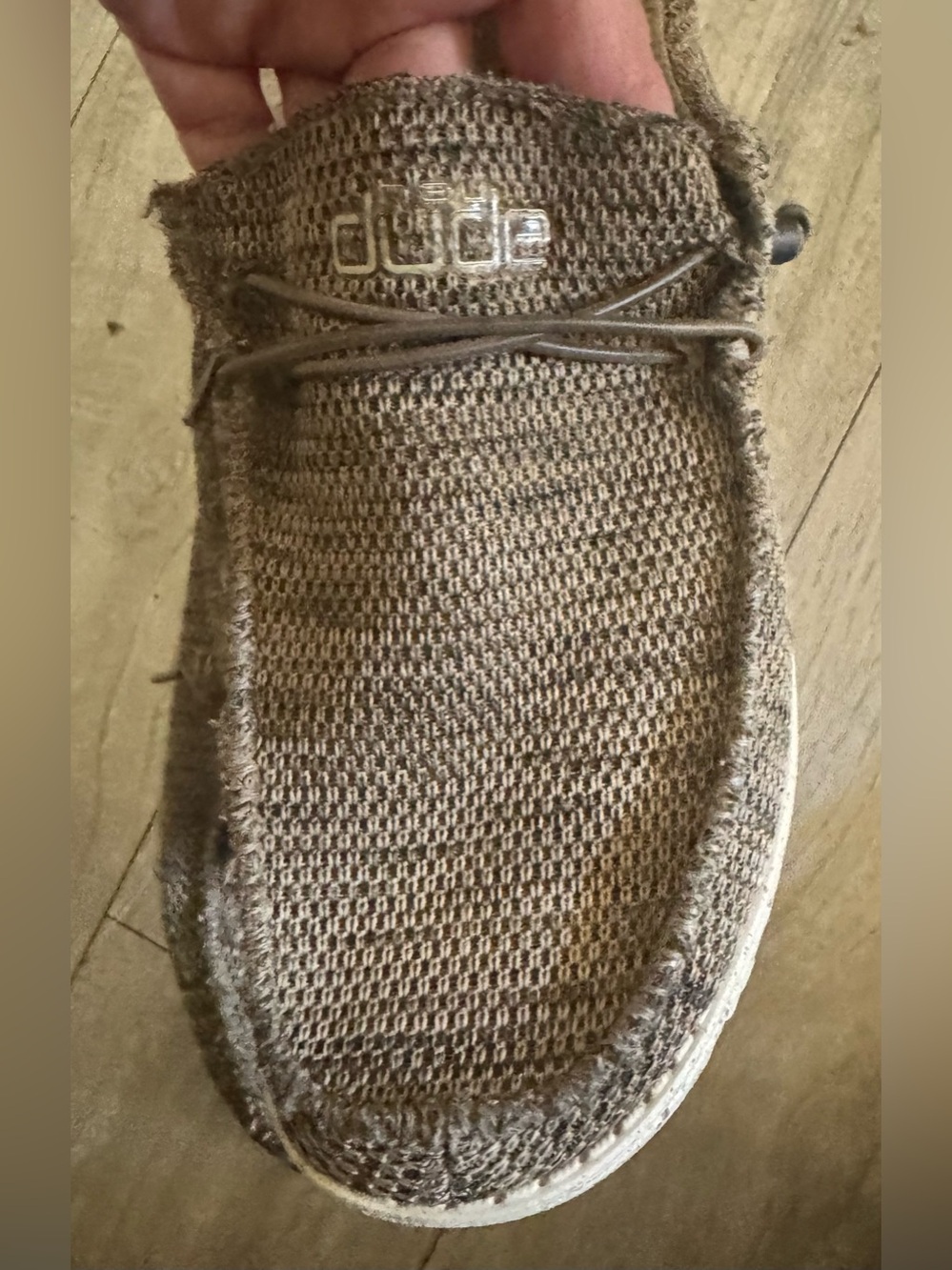Hey Dude Wally Sox Tan Knit Slip-On Shoe with Elastic Lacing
